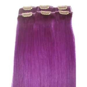   20 Purple Highlights Streaks Clip on in 100% Human Hair Extensions