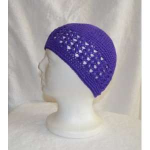  Purple Knit Hat   Crochet Beanie Skull Cap: Sports 