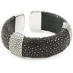  Zina Sterling Silver Cuff Bracelet In Black Stingray With 
