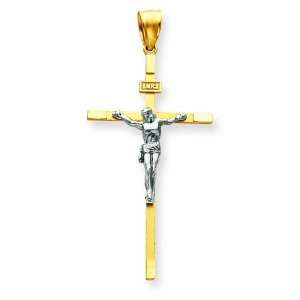  14k Two Tone Crucifix Pendant: Jewelry