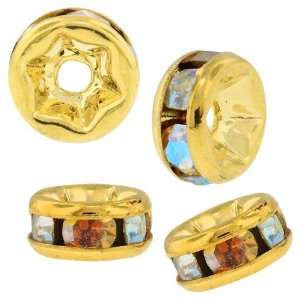  Beadelle Crystal 8mm Rondelle Spacer Beads   Gold Plated / Crystal 