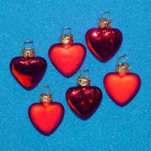  1.15 MINIATURE GLASS RED HEART ORNAMENTS