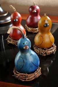 Tweeter Bird Painted Finished Art Gourd Grapevine Nest  