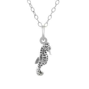  Sterling Silver Childrens Sea Horse Necklace: Jewelry