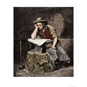  Young Blacksmith Reading a Newspaper, c.1800 Giclee Poster 
