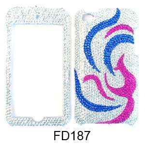  Pink and Blue Swirls & Feathers Diamond Bling Stones Snap 