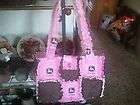 Custom John Deere Pink Black Polka Dots UNIQUE Rag Quilt Diaper Bag 