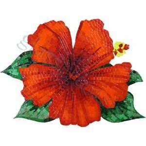  Hibiscus Pool Accents Red Pool Glossy & Iridescent Glass 