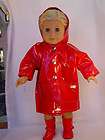 Doll Clothes Red Raincoat with Hood and Red Rain Boots 