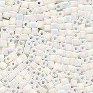  SB4 402R Opaque Rainbow White Miyuki Square Seed Beads 