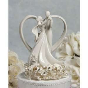    Vintage Heart Porcelain Wedding Cake Topper 