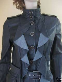 Diane von Furstenberg Ruffled Leather Jacket 12 US  