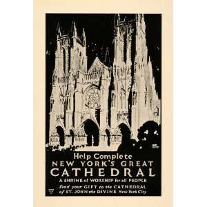 1927 Adolph Treidler St. John Divine Cathedral Ad Print   Original 