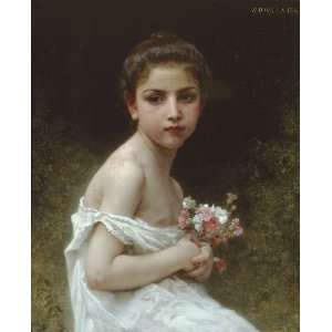   girl with a bouquet, By Bouguereau William Adolphe 