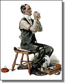 Man Threading a Needle by Norman Rockwell, Print Art  