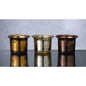   Assorted Gold Amber and Brown Glass Tealight Holder: Home & Kitchen