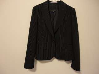 THE LIMITED Lined Single Button Black Notched Pinstripe Blazer 