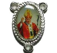 Pope John Paul II 2 metal center rosary beads part  