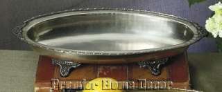   World Tuscan St/2 Antique Silver Finish Decorative Footed Tray  