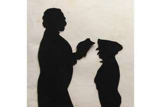 Victorian Antique Man Boy Paper Cut Silhouette Picture  