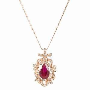   Emitations Minervas Rose Pear Ruby CZ Necklace, Gold, 1 ea Jewelry