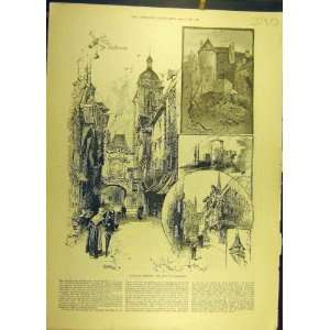    1890 Sketches Normandy France French Building Rouen