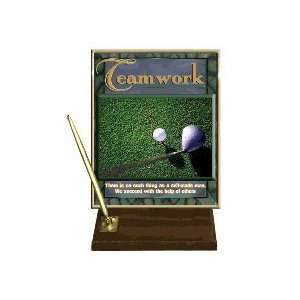  Teamwork (Golf) Desktop Pen Set with 8 x 10 Gold Plate 