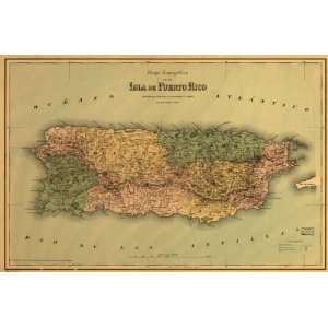  1886 map of Puerto Rico: Home & Kitchen