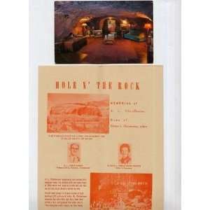 com Hole N The Rock Memorial and Home Brochure & Postcard UTAH 1960 