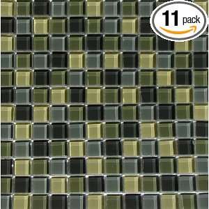   Glass Tile, 1 by 1 Inch Tile on a 12 by 12 Inch Mosaic Mesh, Ocean