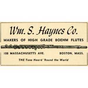  1952 Ad Wm. S. Haynes Boehm Flutes Instruments Boston 