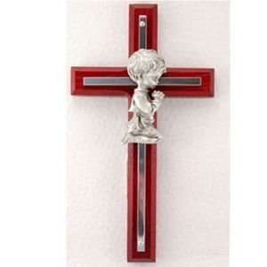   Cherry Wood Boy Hanging Wall Cross SP Baptism Gift: Home & Kitchen