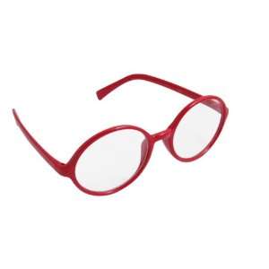   Red Plastic Frame Clear Round Lens Plastic Glasses: Sports & Outdoors
