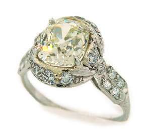   1910s) 2.41 ct OLD CUSHION CUT DIAMOND & PLATINUM ENGAGEMENT RING