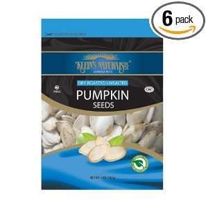 Kleins Naturals Dry Roasted Unsalted Pumpkin Seeds, 5 Ounce (Pack of 6 
