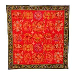 Pretty Large Hand Embroidered Wall Hanging Tapestry with Indian 