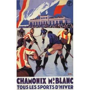 HOCKEY WINTER SPORT CHAMONIX MONT BLANC FRANCE FRENCH SMALL VINTAGE 