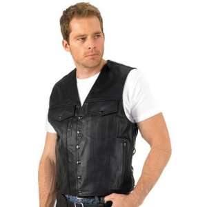  River Road Frontier Leather Motorcycle Vest XX Large Black 