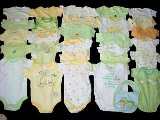 31 pcs USED BABY NEUTRAL UNISEX ONE PIECE BODY SUIT boy girl 0 3 3 6 