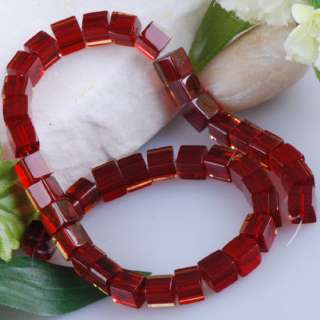 6mm DELIGHTFUL RED CRYSTAL GLASS CUBE Loose Beads  
