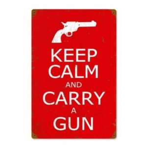 Keep Calm And Carry A Gun Funny Vintage Metal Sign: Home & Kitchen