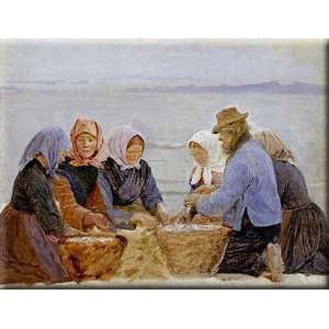  Mujeres y pescadores de Hornbaek 16x12 Streched Canvas Art 