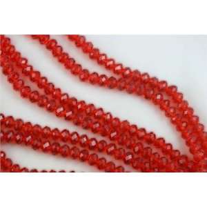  Chinese Crystal Glass Beads Faceted Rondelle 6mm Red 