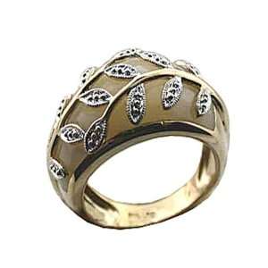  White Mother Of Pearl Vine Wrapped Ring, 14k Gold Jewelry