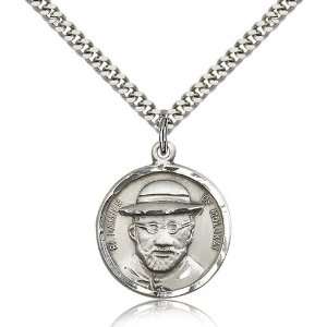  Sterling Silver Blessed Damian of Molokai Pendant Jewelry