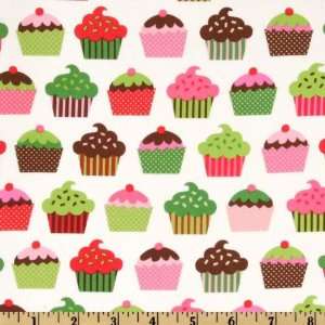   Cupcakes Holiday Green Fabric By The Yard: Arts, Crafts & Sewing