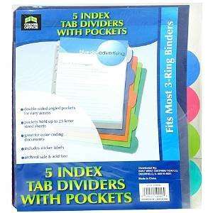  Corner Office Index Tab Dividers with Pockets, 1 ea 
