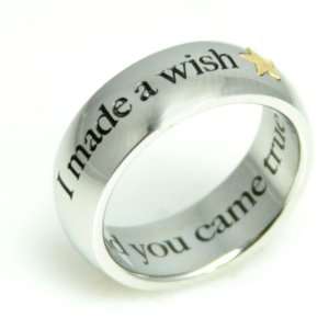   Steel Ring I made a wish and you came true with gold star: Jewelry