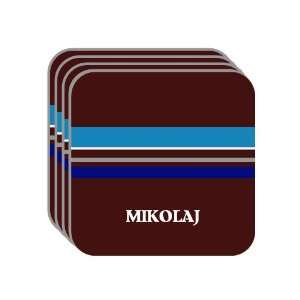Personal Name Gift   MIKOLAJ Set of 4 Mini Mousepad Coasters (blue 