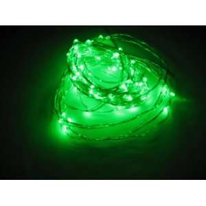 Green Decorative 100 LED Lights on 30 Ft Long Ultra Thin Silver String 